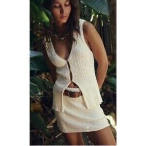 FREE PEOPLE FP BEACH COCONUT MILK IVORY RHEA SWEATER SKIRT SET SZ M